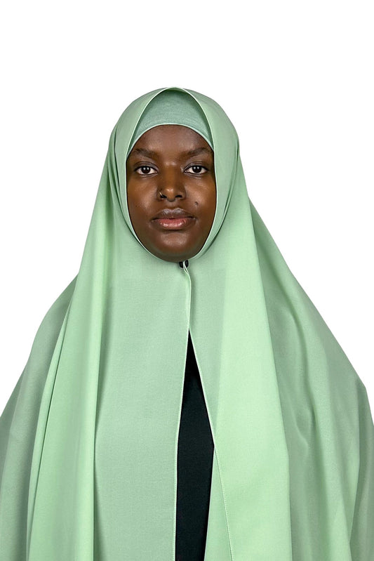 chiffon hijab with same colour matching tube jersey under cap colour mint