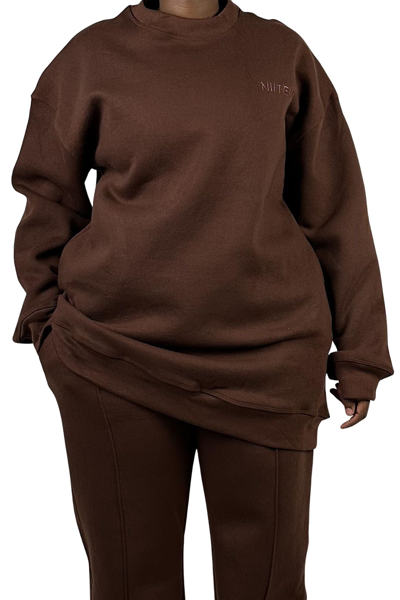women's sweatshirt oversized jogger cozy loungewear warm sweatsuit modest suit brown colour