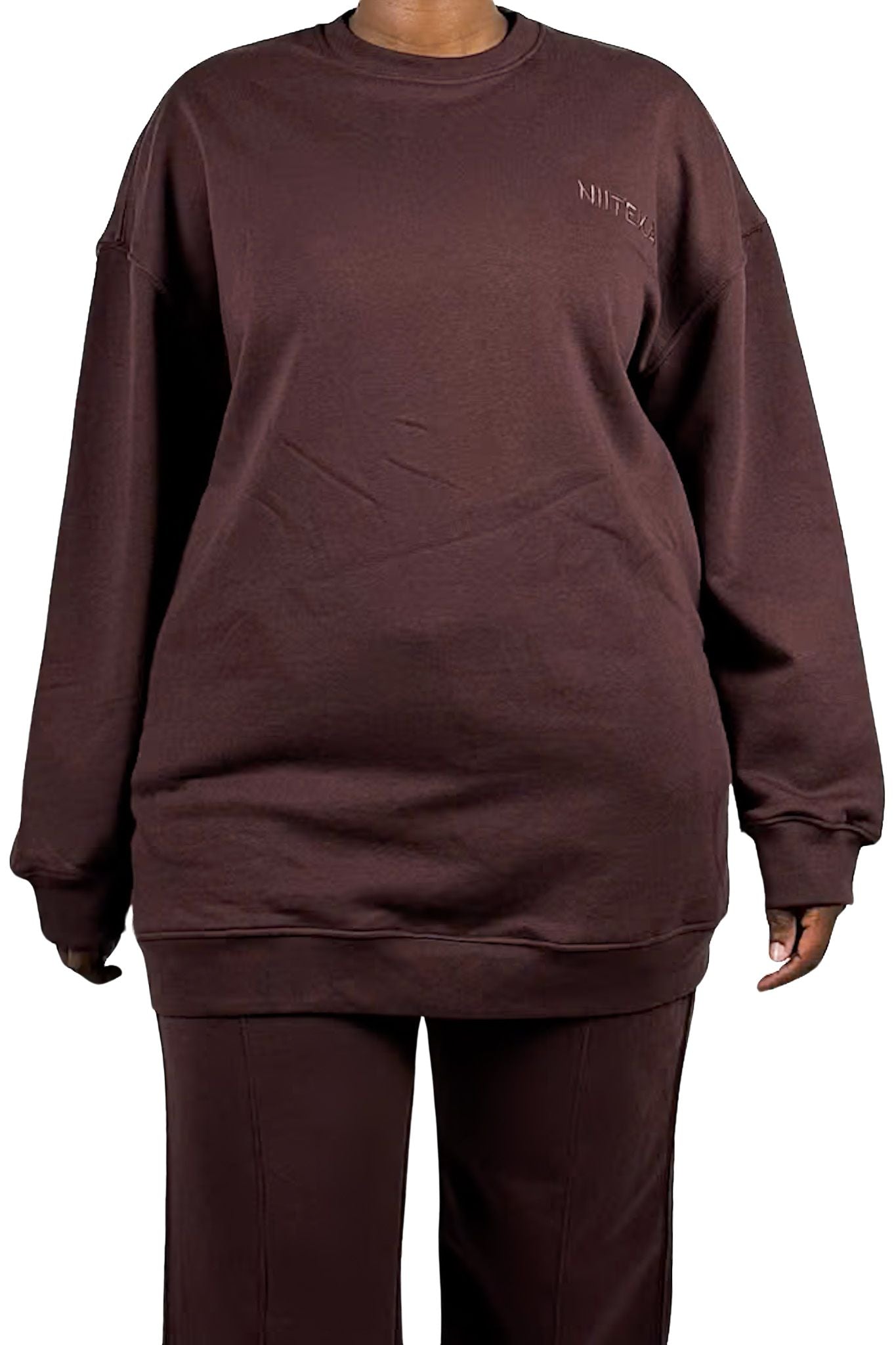 women's oversized sweatshirt modest loungewear stylish sweatsuit brown colour