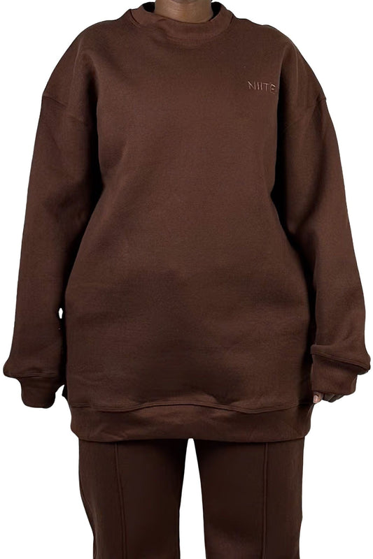 women's sweatshirt oversized jogger cozy loungewear warm sweatsuit modest suit brown colour