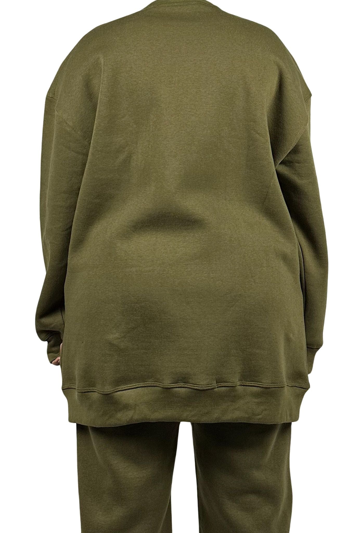 women's sweatshirt oversized jogger cozy loungewear warm sweatsuit modest suit olive colour